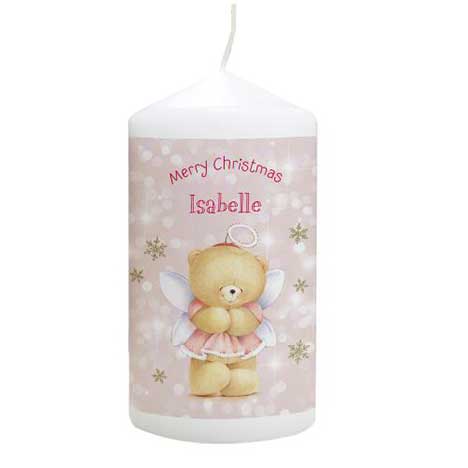 Personalised Forever Friends Christmas Angel Candle